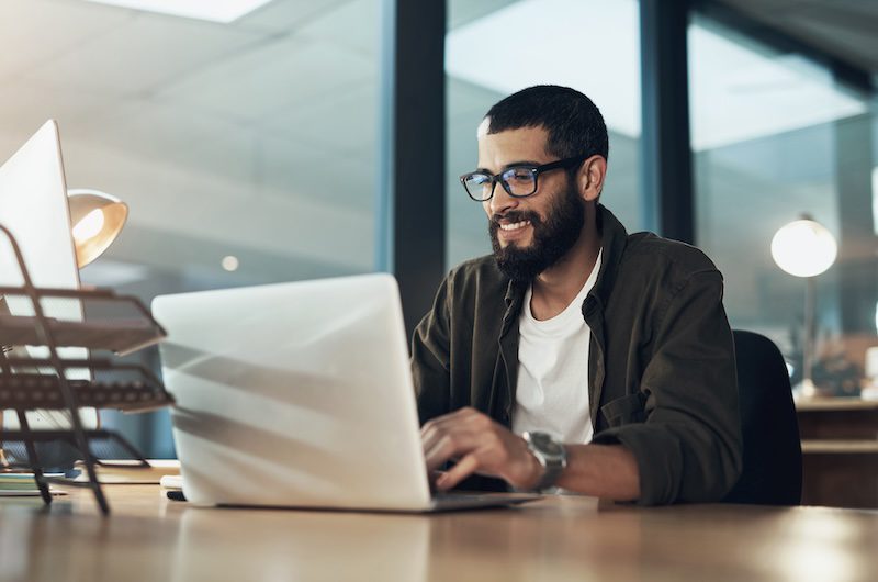 Fundraiser using a laptop